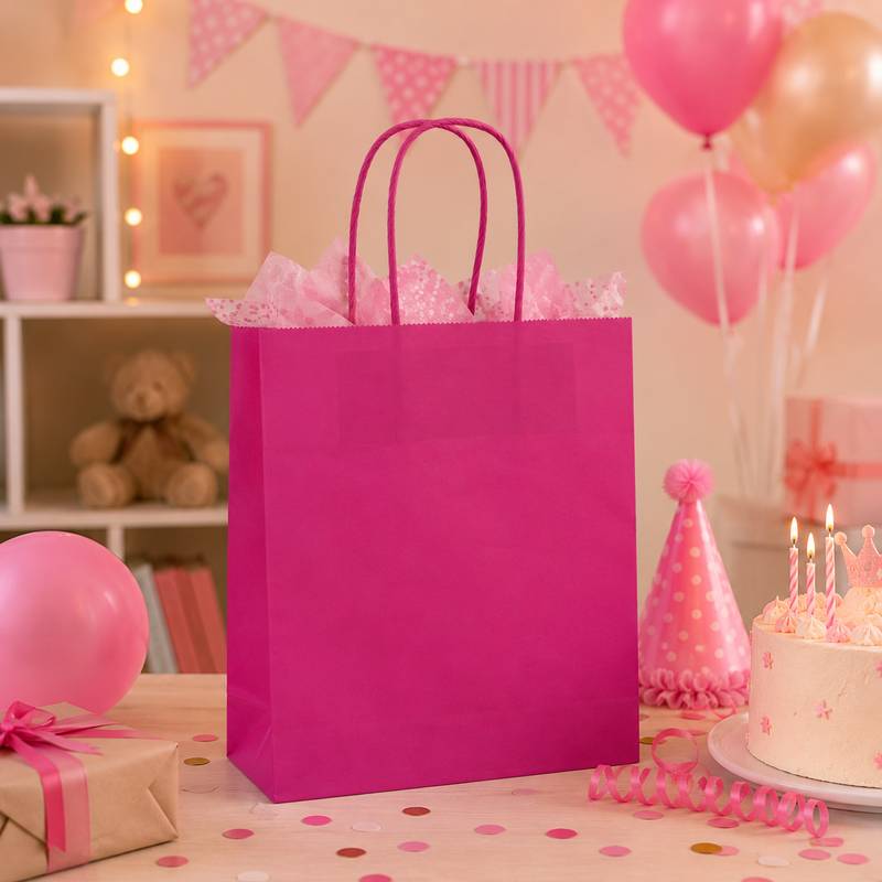 L'Arcolaio Shopper Kraftpapier Fuchsiarot Weihnachtsgeschenke 22X10X29 10er Pack