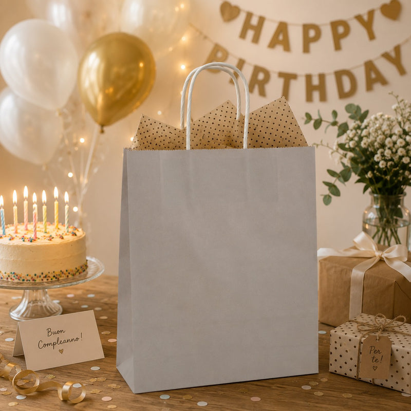 L'Arcolaio Shopper Kraft Taubengrau Weihnachtsgeschenke 22X10X29 Pack 10 Stück