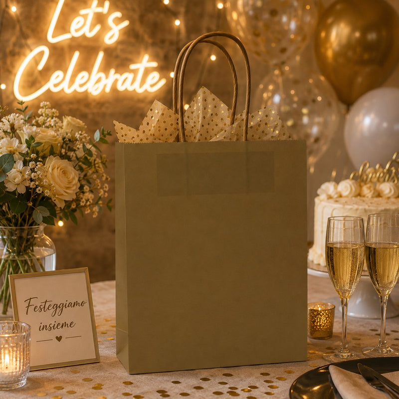 L'Arcolaio Shopper Kraft Gold Geschenkverpackung 22X10X29 Ck 10 Stk