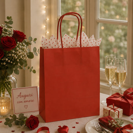 L'Arcolaio Shopper Kraft Rot Weihnachtsgeschenke 26X11X34 Cm Cf 10 Stk