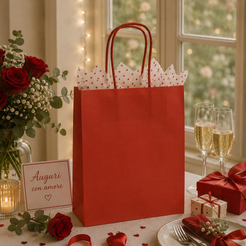 L'Arcolaio Shopper Kraft Rot Weihnachtsgeschenke 26X11X34 Cm Pack 10 Stk