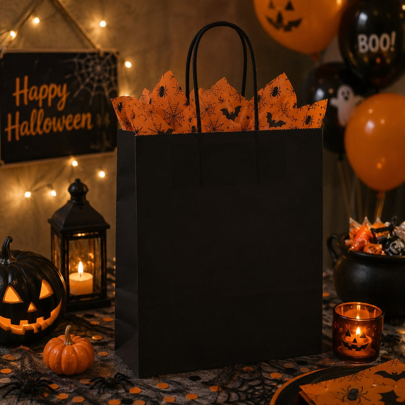 L'Arcolaio Shopper Kraft Schwarz Weihnachtsgeschenke 26x11x34 cm 10er Pack