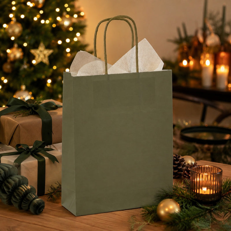 L'Arcolaio Shopper Kraft Grün Weihnachtsgeschenke 26x11x34 cm 10 Stück