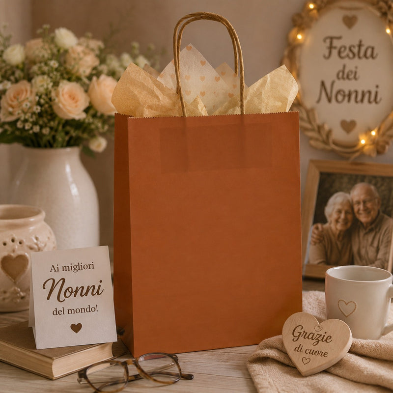 L'Arcolaio Shopper Kraft Rost Weihnachtsgeschenke 26X11X34 Cm Pack 10 Stk