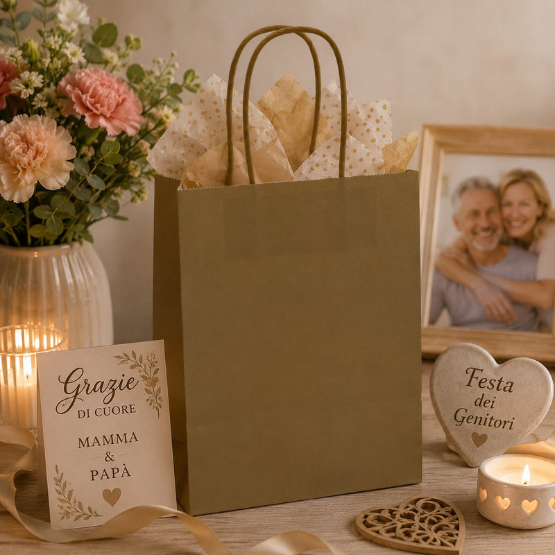 L'Arcolaio Shopper Kraft Gold Weihnachtsgeschenke 26X11X34 Cm Pack 10 Stk