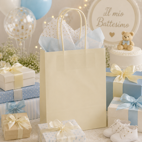 L'Arcolaio Shopper Kraft Creme Weihnachtsgeschenke 36x12x41 cm 10er Pack