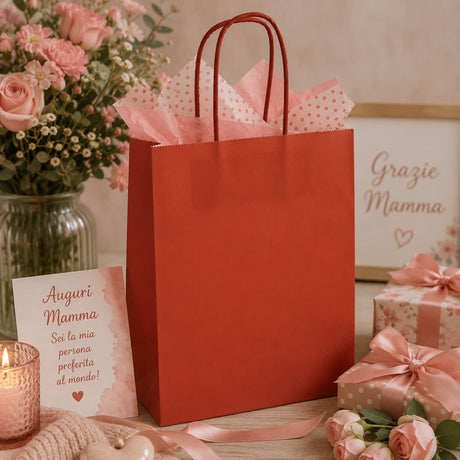 L'Arcolaio Shopper Kraft Rot Weihnachtsgeschenke 36X12X41 Cm Karton mit 10 Stück