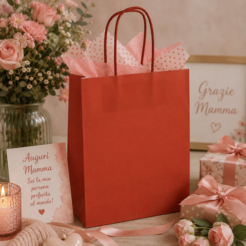 L'Arcolaio Shopper Kraft Rot Weihnachtsgeschenke 36X12X41 Cm Karton mit 10 Stück