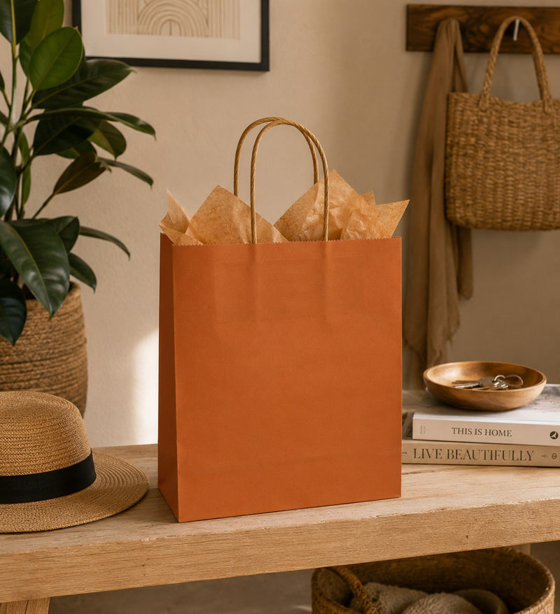 L'Arcolaio Shopper Kraft Rost Weihnachtsgeschenke 54x14x45 cm 10er Pack