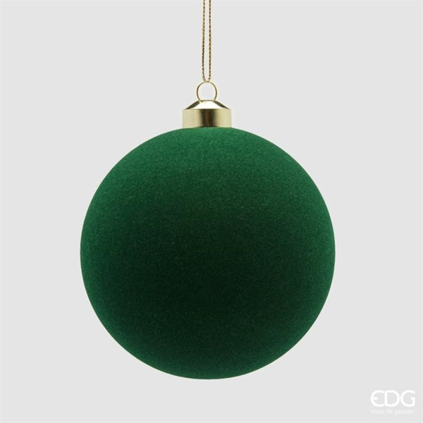 EDG Enzo De Gasperi Weihnachtskugeln aus Samt Dunkelgrün Ø12 cm – Set 4 Stk.