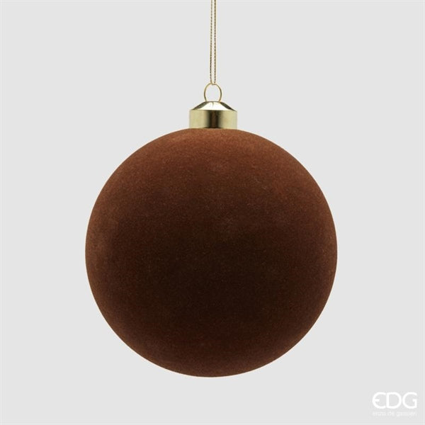 EDG Enzo De Gasperi Weihnachtskugeln aus Samt Dunkelbraun Ø12 cm – Set 4 Stk.