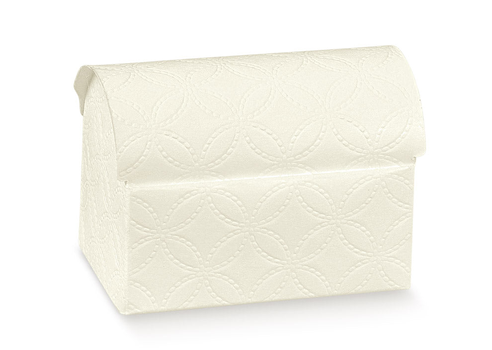 Scotton Geschenkbox für Dragees 130 x 90 x 95 mm Gestepptes Weiß 10 Stück
