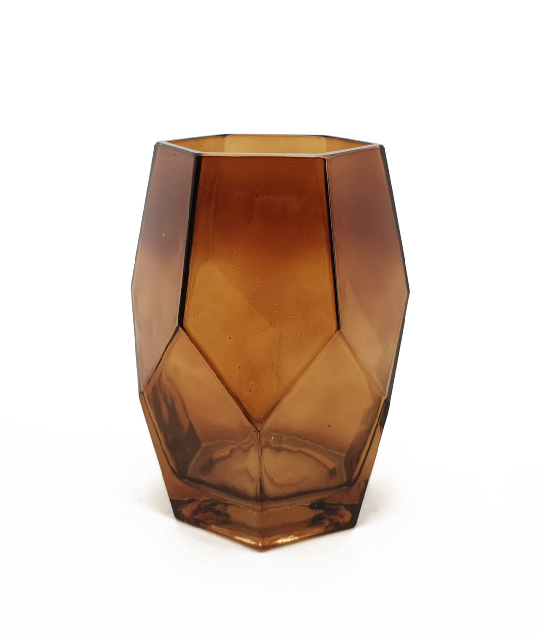 Vimin Box Vase Dunkles Glas Sechseckig H 21 Cm L 11 Cm L 15 Cm Bernsteinfarben