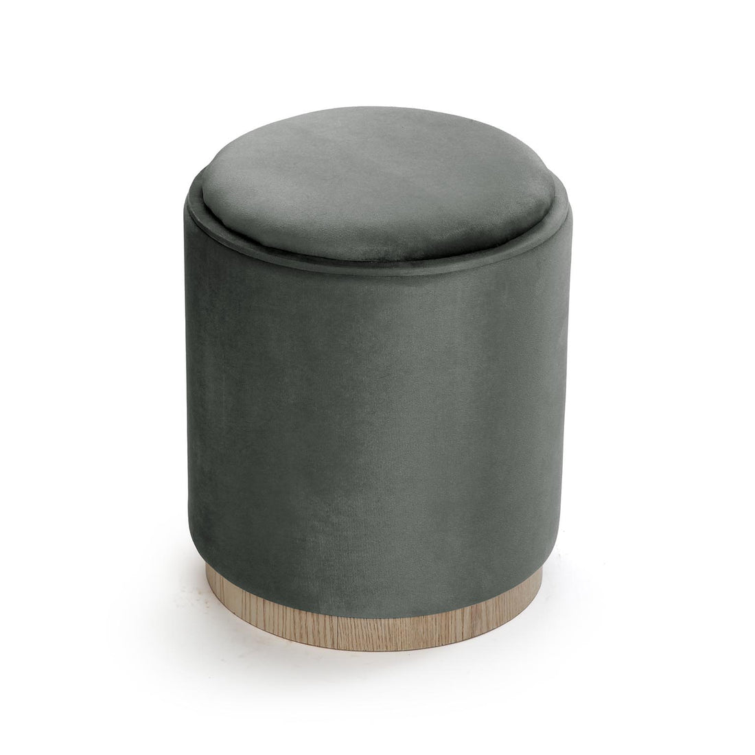 Versa Pouf Mit Stauraum Und Tablett Aus Grauem Samt