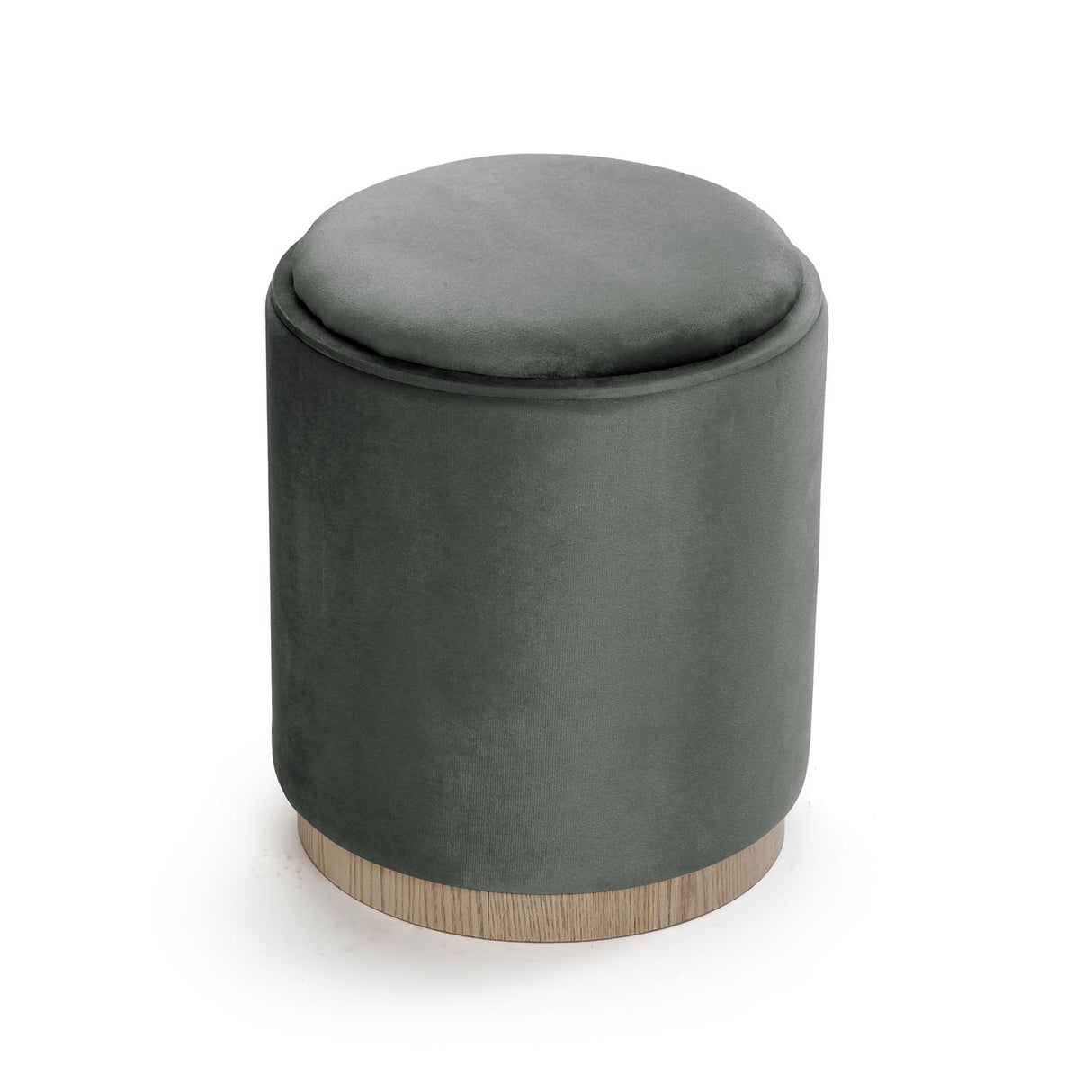 Versa Pouf Mit Stauraum Und Tablett Aus Grauem Samt