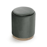 Versa Pouf Mit Stauraum Und Tablett Aus Grauem Samt