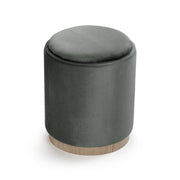 Versa Pouf Mit Stauraum Und Tablett Aus Grauem Samt