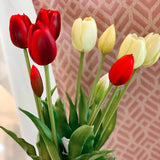 EDG Enzo De Gasperi Strauß 5 Tulpen mit Blättern H 48 cm Rot