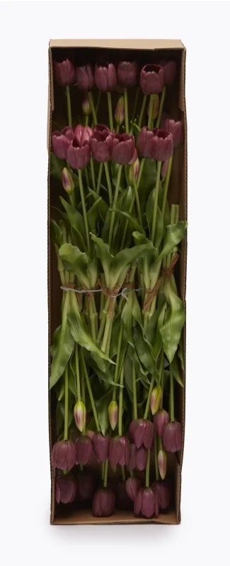 EDG Enzo De Gasperi Strauß mit 5 geschlossenen Tulpen Gummi H 40 cm Violett