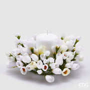 EDG Enzo De Gasperi Portacandela Corona Crocus-Mix D 21 Cm Int. 8 Cm Bianco