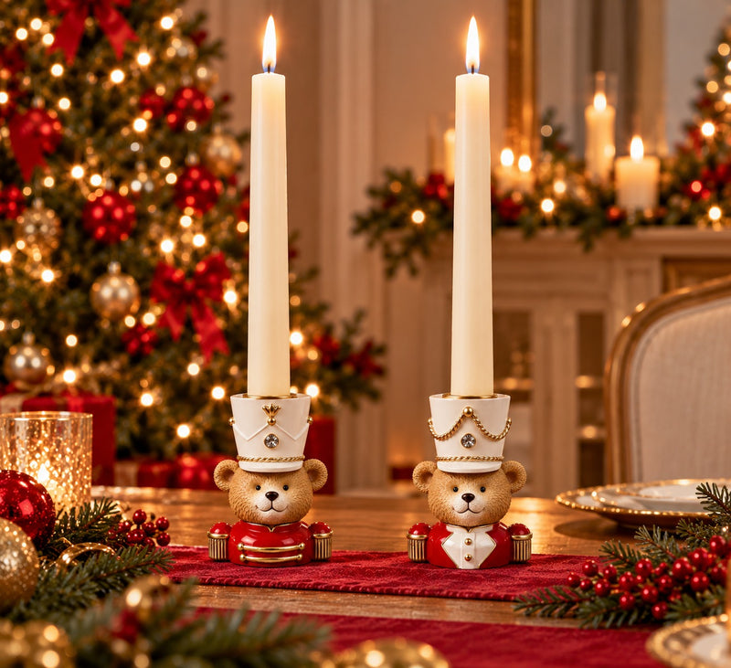 Preziosa Haus-Set mit 2 Weihnachtskerzenhaltern in Bärenform 9 x 6 x 11 cm Polyresina