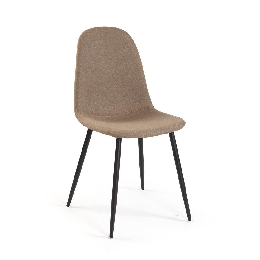 Versa Sedia da Pranzo Nora Color Cammello in Tessuto con Gambe in Metallo Nero – Sedia Moderna per Cucina e Soggiorno