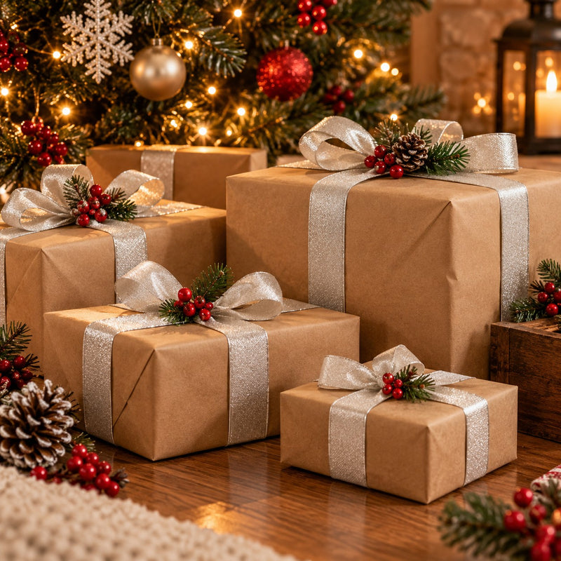 Piovaccari Band Frederik Silber 25 mm x 25 m – Dekoratives Band für Weihnachtsbaum, Schleifen und Geschenkverpackungen
