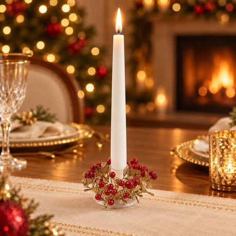 EDG Enzo De Gasperi Corona Natalizia con Bacche e Foglie Ø9 cm Rosso Oro – Decorazione di Natale