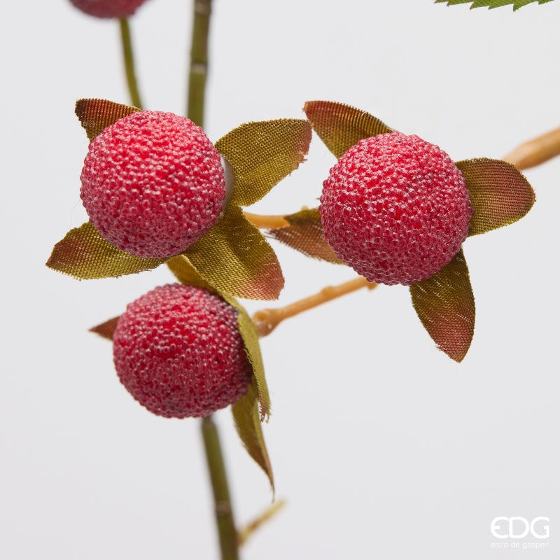 EDG Enzo De Gasperi Ramo Rosa Canina con Foglie Red H120 cm – Fiore Artificiale Decorativo