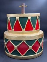 Kostbare Heimatbasis Weihnachtsbaum dekorativer überlagerter Trommel Polyresin 50 x 50 x 45 cm
