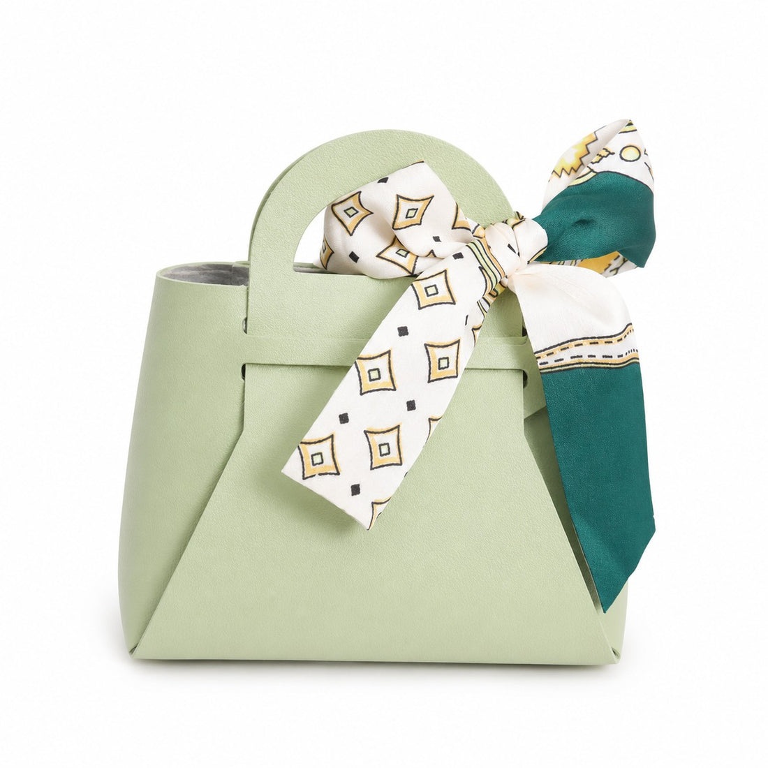 Bonturi Casa BORSETTA Bomboniera 10x5xH11 Cm MINI FOULARD Portaconfetti L. GREEN1 Pz