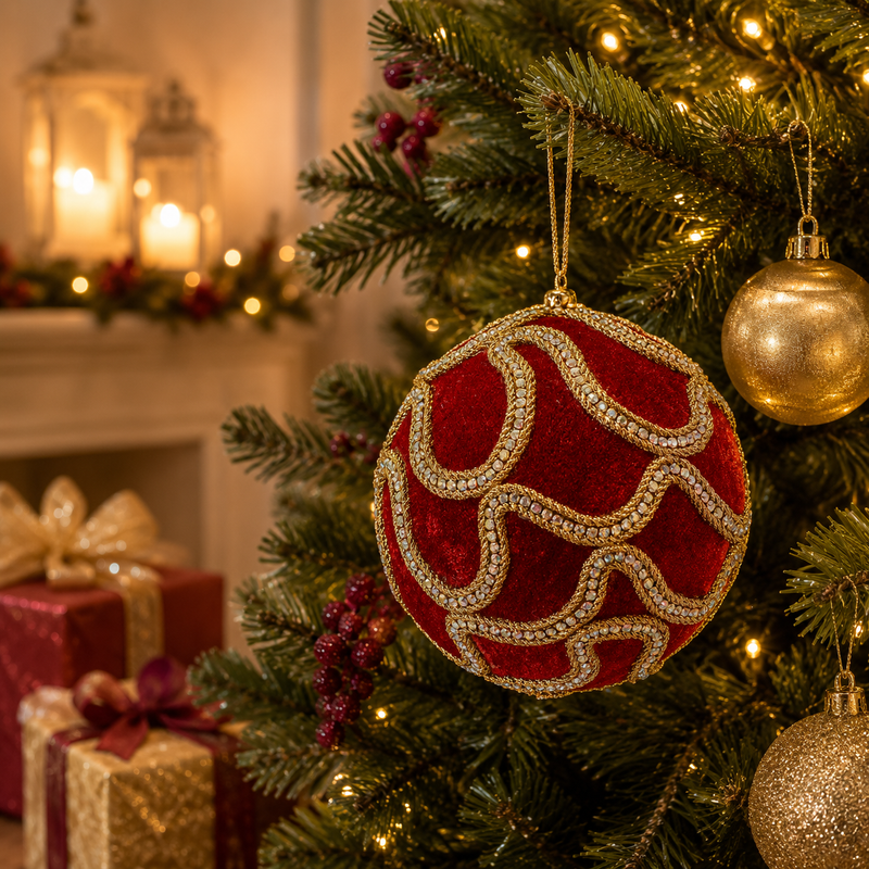 EDG Enzo De Gasperi Weihnachtsdeko Kugel Decogemme D 12 cm Rot Gold 1 St.