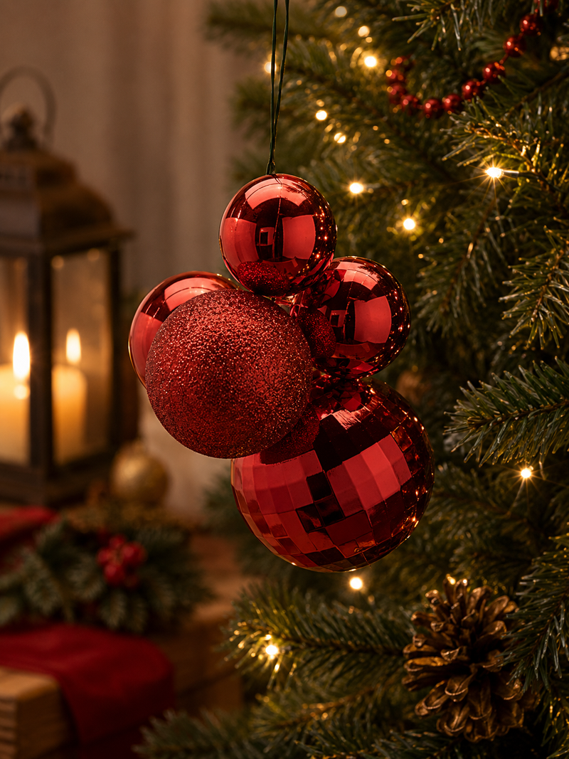 EDG Enzo De Gasperi Weihnachtsdekoration Traubencluster MirrorMix 5er Rot