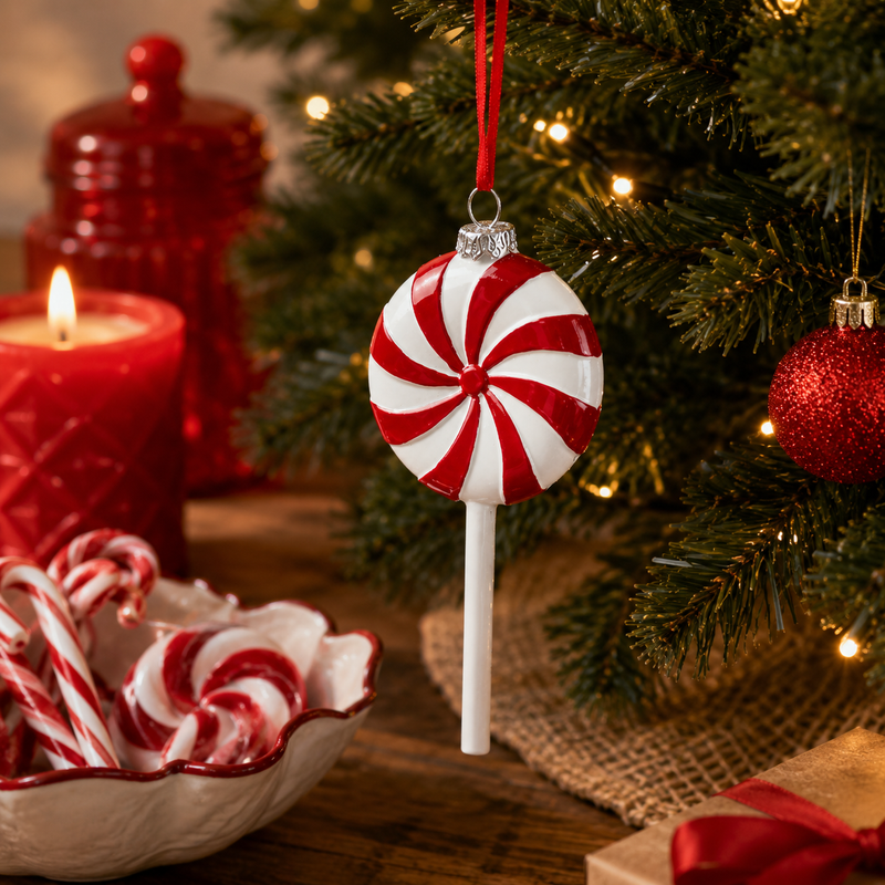EDG Enzo De Gasperi Weihnachtsdekoration Candy H 13 cm B 6 cm Weiß Rot