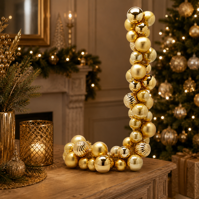 EDG Enzo De Gasperi Weihnachtsgirlande Kugelmix X 50 L 170 cm D 8 cm D 10 cm Gold