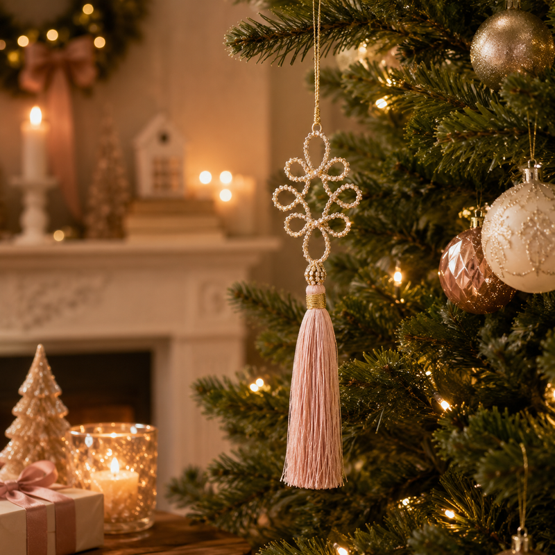 EDG Enzo De Gasperi Weihnachtsdekoration Schleifen mit Diamanten und Nappa H 21 cm Rosa