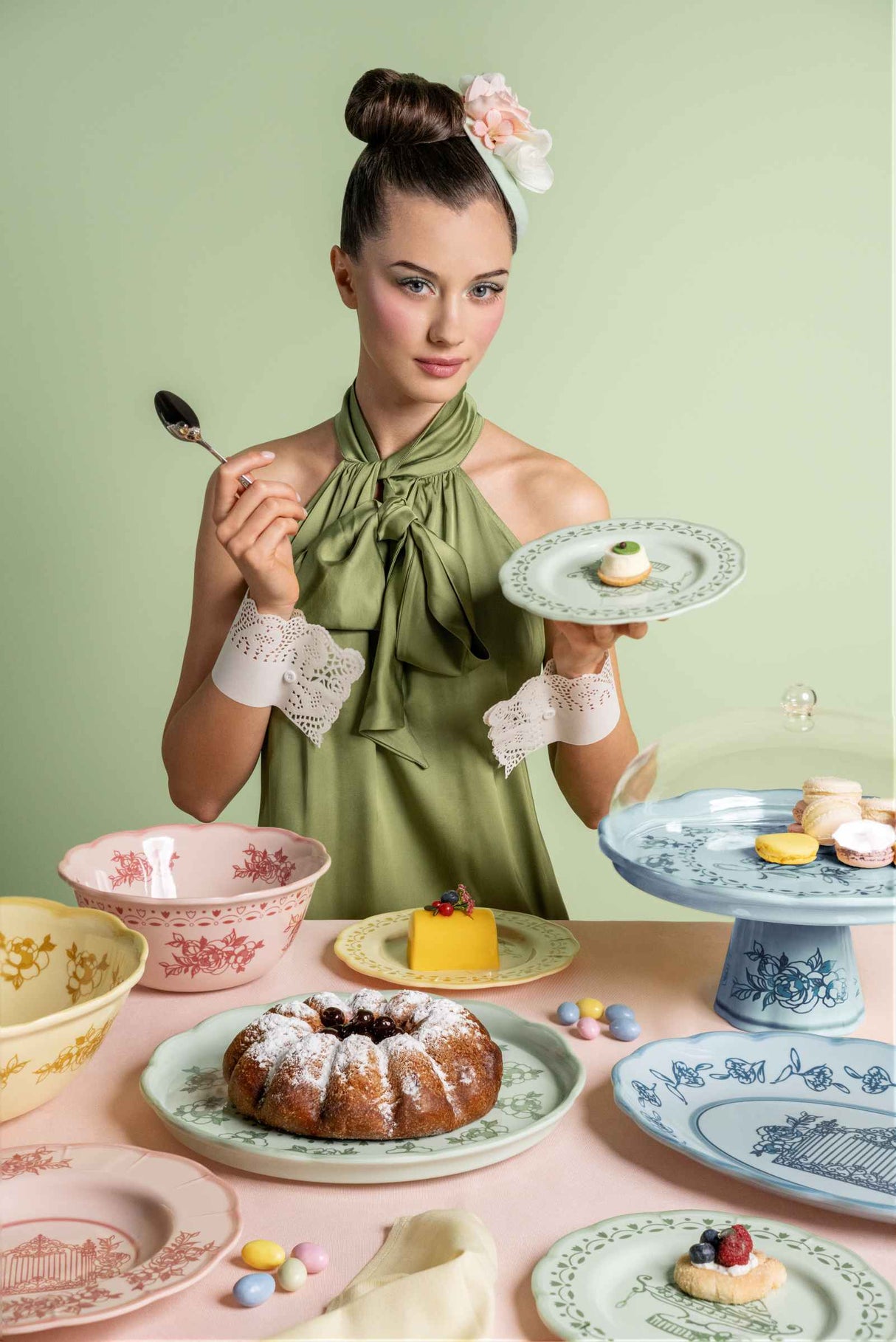guzzini guzzini piatto dessert melamina josephine d 21 cm table decor verde polvere ean 8008392388104