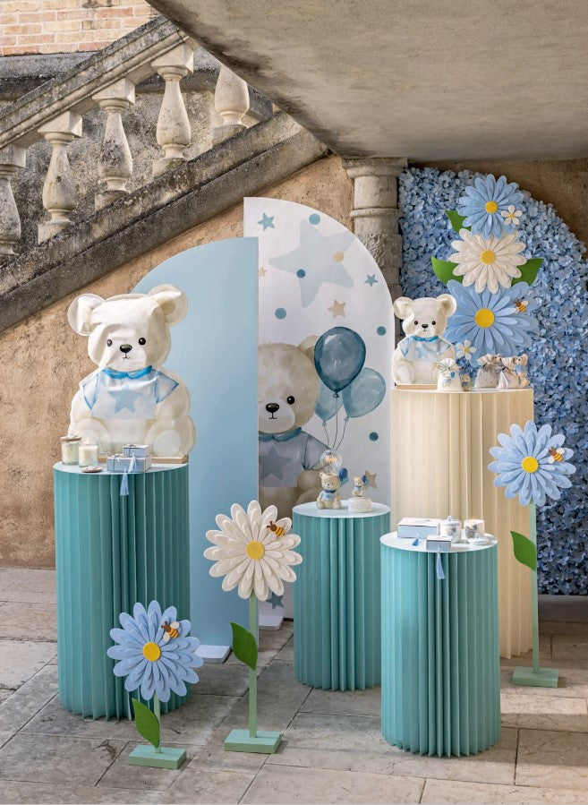 Cupido&Co. Kerze Teddybär mit blauen Ballons H 75 Cm D 60 Mm mit Schachtel