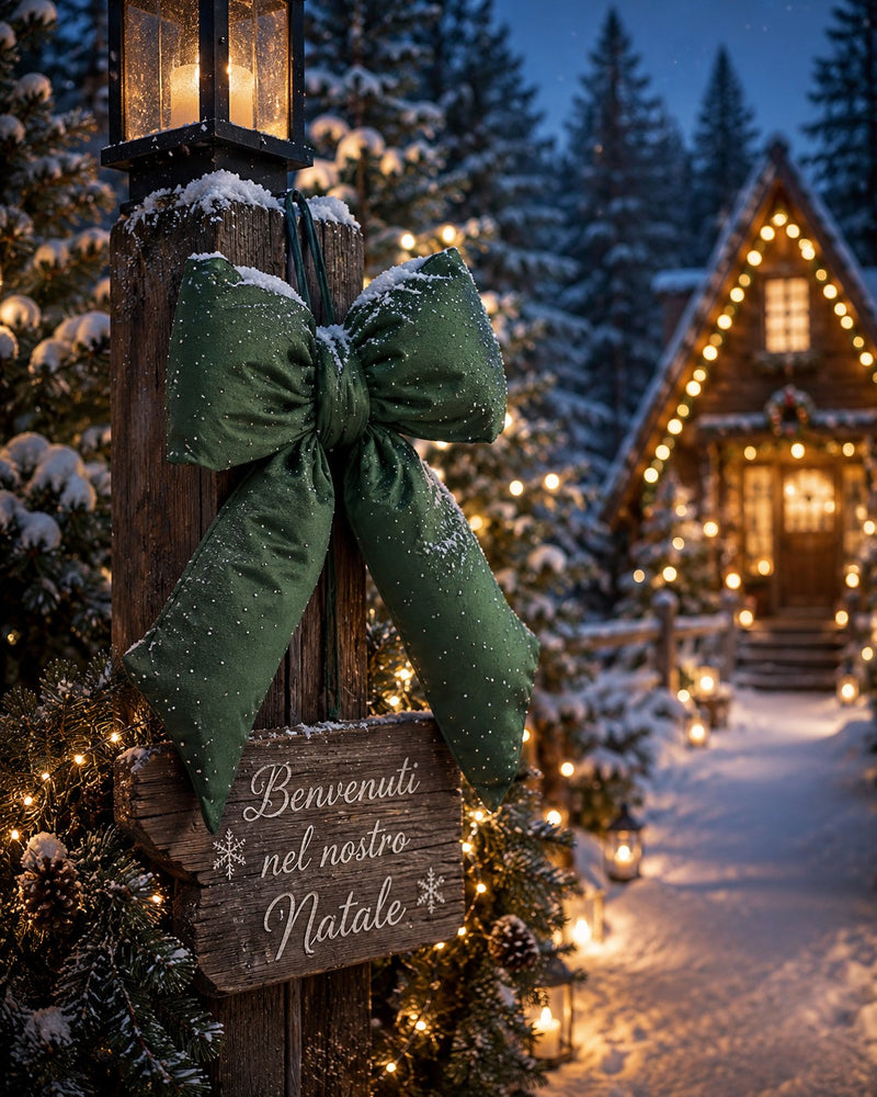 EDG Enzo De Gasperi Fiocco Natalizio con Brillanti H30x20 cm Verde Scuro – Decorazione di Natale