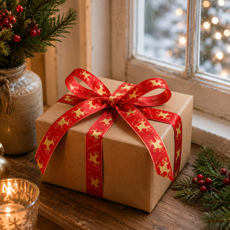 EDG Enzo De Gasperi Set 8 Bänder Christmas Sortiert H2,5 cm x 3 m Rot Mix – Weihnachtsdeko
