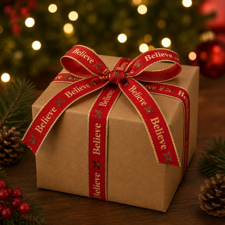 EDG Enzo De Gasperi Set 8 Bänder Merry Christmas H2,5 cm x 3 m Rot Gold – Weihnachtsdekoration