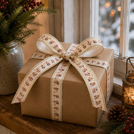 EDG Enzo De Gasperi Set 8 Glitter-Bänder Sortiert H2,5 cm x 3 m Bronze – Weihnachtsdekoration