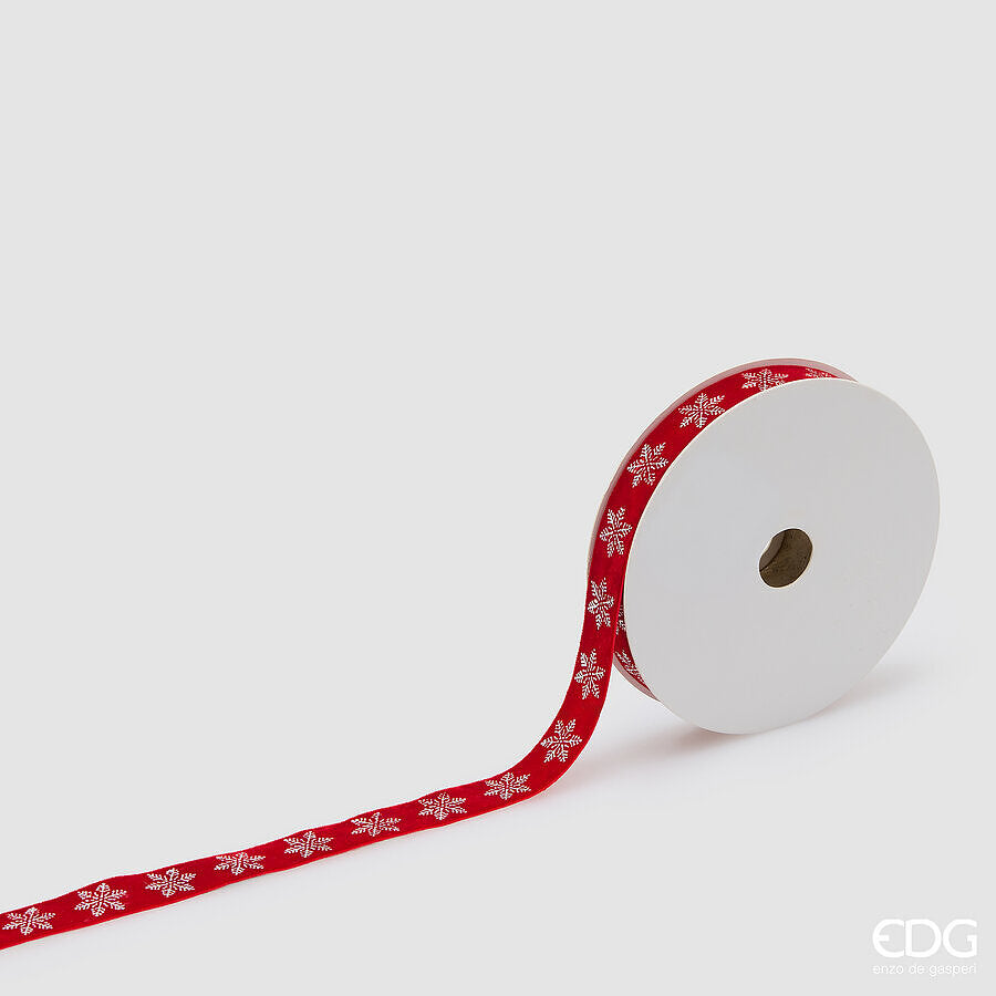EDG Enzo De Gasperi Nastro Fiocco di Neve Red Mix 1,8 cm x 10 m – Decorazione di Natale