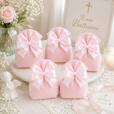 Creazioni per Enzo Beutel Süßigkeitentüte Colorado 13X11 cm Rosa Bonbonniere – 10er Pack