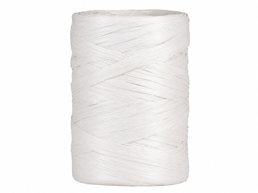 Piovaccari Paper Raphia White 5-8 mm x 100 m – Weiße Papierbast für Dekorationen, Schleifen, Geschenkverpackungen und DIY