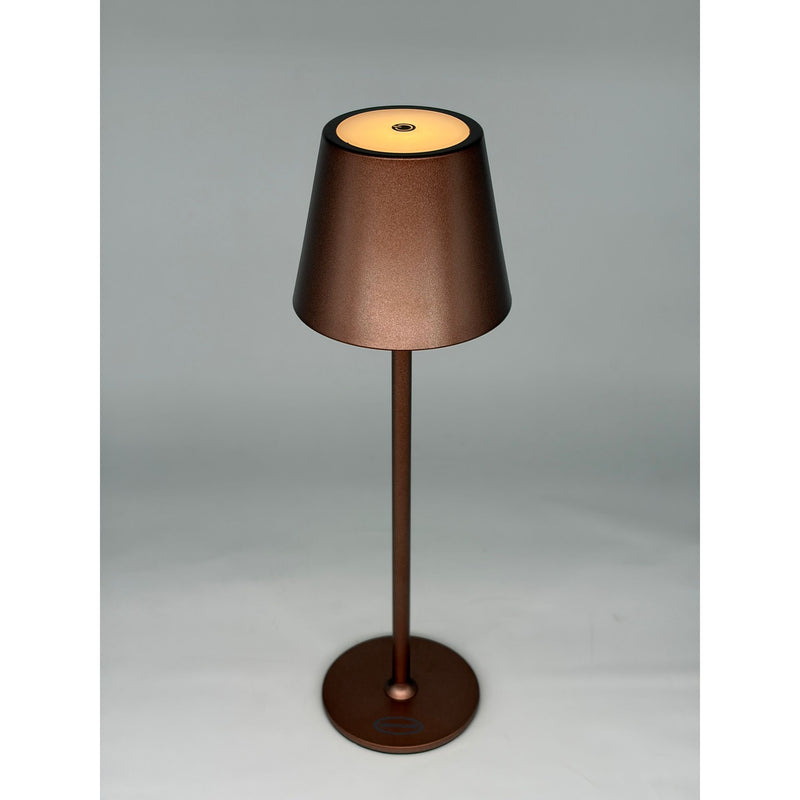 L'Arcolaio LED Lampe Touch Aufladbar H 38 cm 10 x 10 cm IP54 Round Pro Bronzebraun