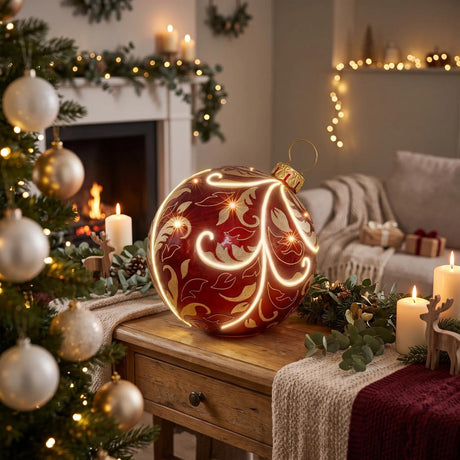 Bizzotto Kugeldekoration Kinler Rot mit 6 LED 68,6x53,3 cm – Leuchtende Dekorationskugel für Weihnachten