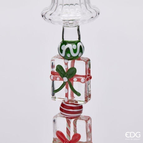 EDG Enzo De Gasperi Kerzenhalter Pacchi Green Pink H18,5 Ø7,5 cm – Weihnachtsdekoration