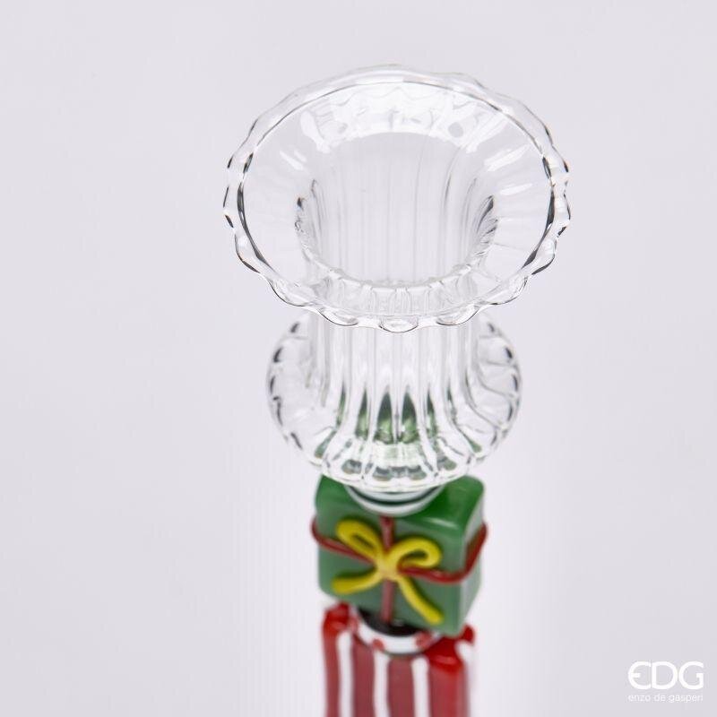 EDG Enzo De Gasperi Kerzenhalter Pacchi Green Red H22 Ø7,5 cm – Weihnachtsdeko