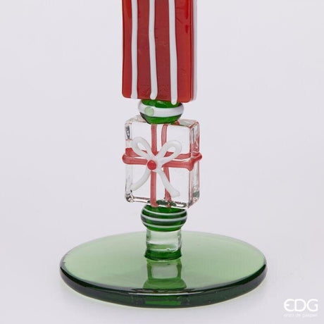 EDG Enzo De Gasperi Kerzenhalter Pacchi Green Red H22 Ø7,5 cm – Weihnachtsdeko